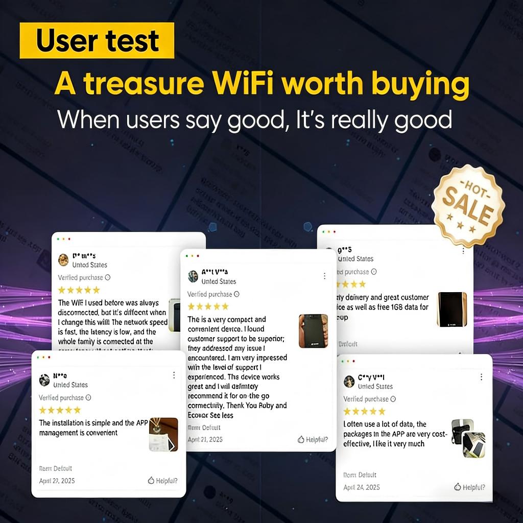 ECOVOX 4G LTE WiFi Mobile Hotspot 2026, No SIM Card Required No Contract, 9 Connected Devices, Multiple Networks, Portable Internet for Campers, Motorhomes and Travels, Free 1GB Local Data