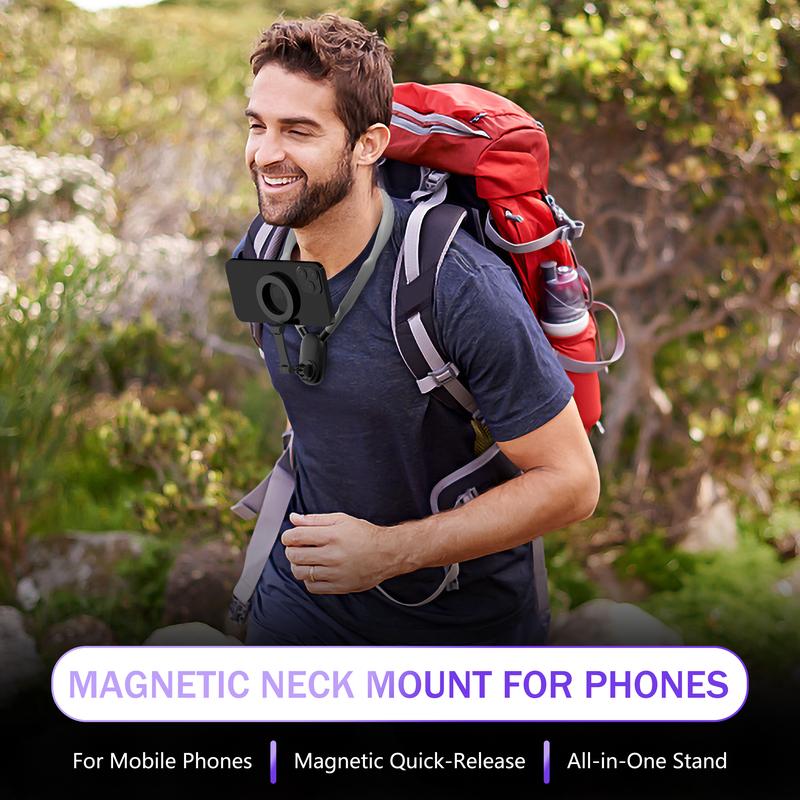 Hands-Free Magnetic Neck Mount for Phones – POV Vlog Holder with Chest Strap for iPhone 17,,16, 15, 14, Android