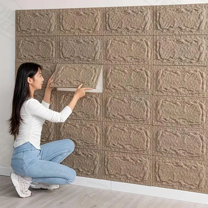 3D Self-adhesive Stone Wall Panel, Faux Stone Wall Panel, 10mm Thickness PU Wall Panel, Interior Wall Decoration Wall Panel, Stone Wall for Accent Wall Decoration, Adhesive Wall Panels