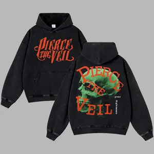 [Riot Milk] Pierce The Veil Your Nightmare Oversize Lightweight Acid Washed Tee Hoodie Rock Music Metal Gothic Punk Emo Grunge Post-hardcore Graphic Design Top Cotton Streetwear Game T-Shirt Crewneck Clothes Menswear Womenswear