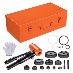 Yescom 15 Ton Hydraulic Knockout Punch Kit 1/2" to 4" 10-Die Conduit Hole Cutter Set