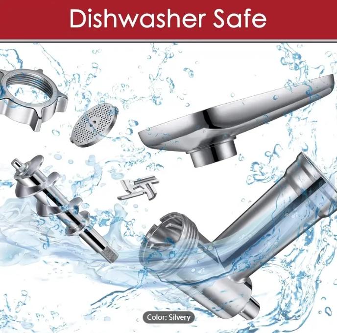 Metal Food Grinder Attachments For KitchenAid Stand Mixers, Meat Grinder, Sausage Stuffer, Perfect Attachment For KitchenAid Mixers, Silver (Machine/Mixer Not Included)