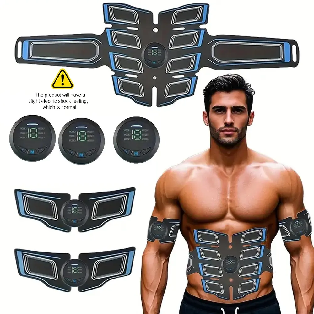ABS Stimulator, Ab Toning Belt Trainer, Rechargeable Wellness Belt, Workout Equipment for Men & Women,Home Office Fitness Workout Equipment for Abdomen Gray, Body Shaping Tool