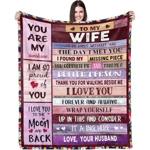 Romantic Anniversary Blanket Gifts for Wife I Love You Presents from Husband Warm Christmas Valentine's Day Mother's Day Gift