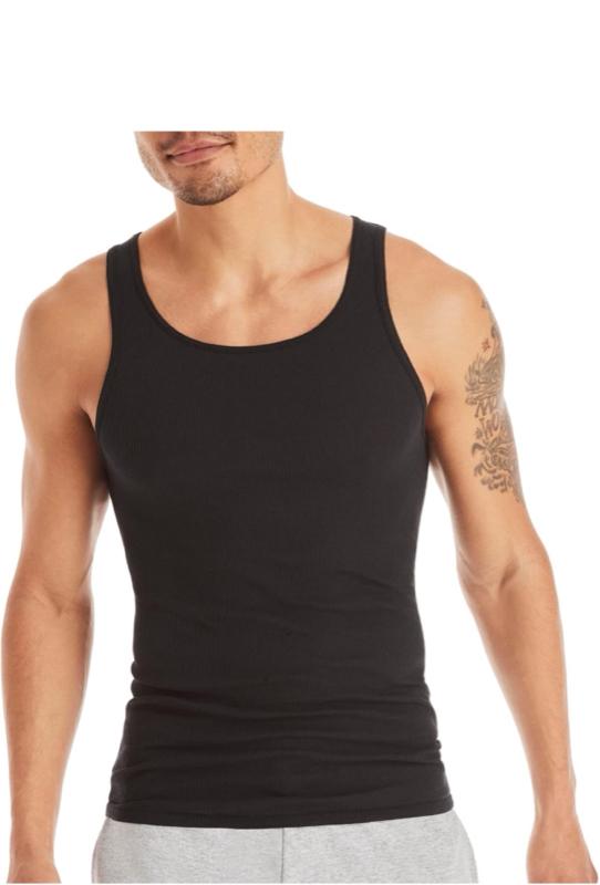 Hanes 5-Pack Core Cotton Tank - Black Ribbed Sleeveless Top for Men's Comfort