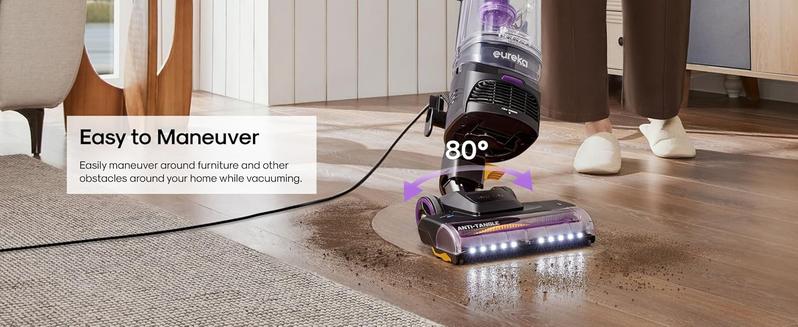 Eureka FlexReach NEU651PL Upright Vacuum Cleaner with Lift-Up Pod & Anti-Tangle Brushroll for Carpet & Hard Floors, Purple, 960W Motor, Deep Cleaning, Jumpstart Sale, Powerful Suction, Flexible Design Eureka FlexReach NEU651PL Upright Vacuum Cleaner with Lift-Up Pod & Anti-Tangle Brushroll for Carpet & Hard Floors, Purple, 960W Motor, Deep Cleaning, Jumpstart Sale, Powerful Suction, Flexible Design