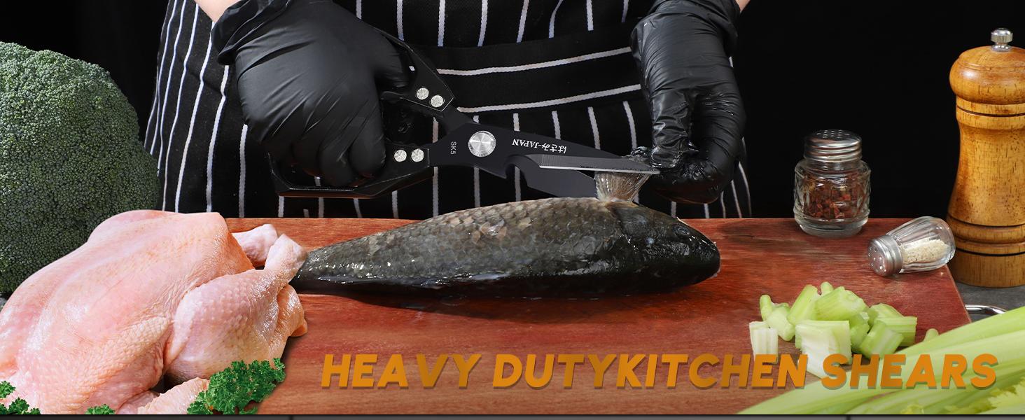 【February Faves】Huusk Kitchen Shears Set, Heavy Duty Poultry Shears, Japanese Kitchen Scissors for Meat, Chicken Bones, and Turkey,FallFreshness/Christmas Gift