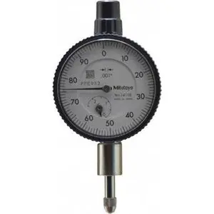 Mitutoyo Dial Drop Indicator: 0 to 0.25" Range, 0-100 Dial Reading, 0.001" Graduation, 1-5/8" Dial Dia 0.1" per Revolution, Lug Back, 0.001000" Accuracy, Revolution Counter, Includes Green Limit Markers & Plastic Case 1410A