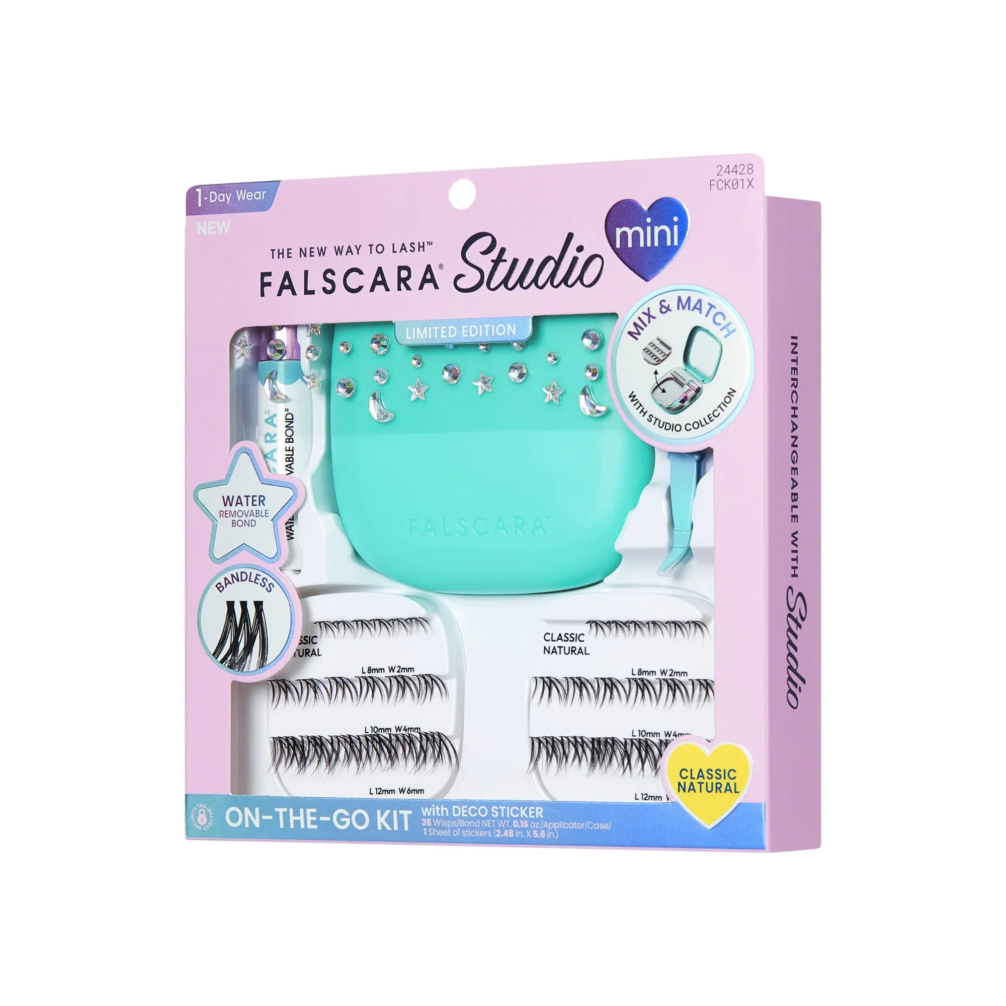Falscara Studio Mini Festival On-The-Go Kit - Classic Natural | DIY False Lash Extensions, Cluster Lash, Wispy Lashes, 36 Wisps, 8mm-12mm