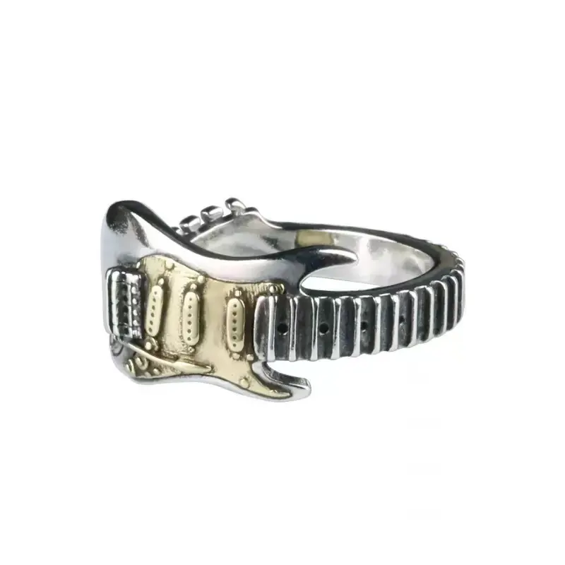 Retro Electric Guitar Ring Rock Punk Hip-Hop Style Personality Versatile Fashion Design Ring for Music Lovers
