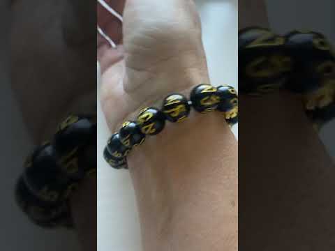 100% Authentic Obsidian feng shui bracelet 24k gold plated wealth bracelet 12mm