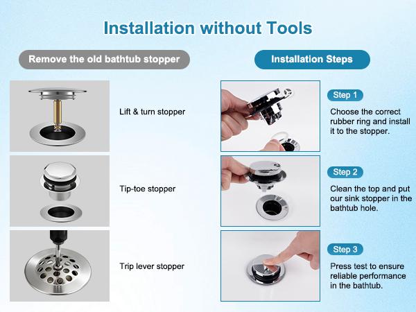 Hibbent Bathtub Drain Stopper, Bathroom Drain Stopper with Hair Catcher, Bath Tub Drain Strainer Plug and Cover