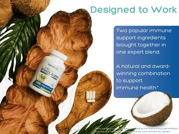 L-Lysine with Monolaurin 600mg – 1:1 Ratio, 100 Capsules – Immune & Digestive Support by Natural Cure Labs