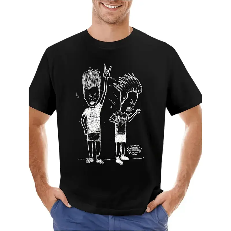 Men's Vintage 90s Beavis and Butt-Head Graphic T-Shirt - Soft Cotton Streetwear, Short Sleeve Casual Crewneck Top, Cult Classic Style