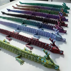 14pcs 3D printing gradient Chinese Loong statue decorations, flexible joints, bright scales, easter decorations for home， easter basket stuffers， room decor， local warehouse， Birthday and holiday party gifts, decorations, office collectibles.