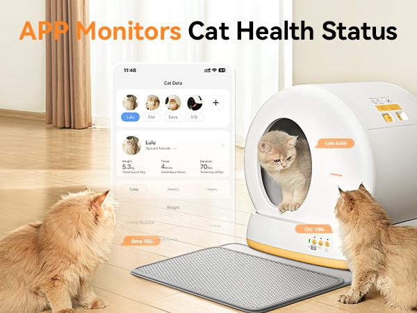 Meowant SC01 57.6L Automatic Cat Litter Box Self-Cleaning Odor-Free Pee Guard Auto Safety Stop App-Controlled with Mat & Liner Ultra Quiet Operation for Multi-Pets