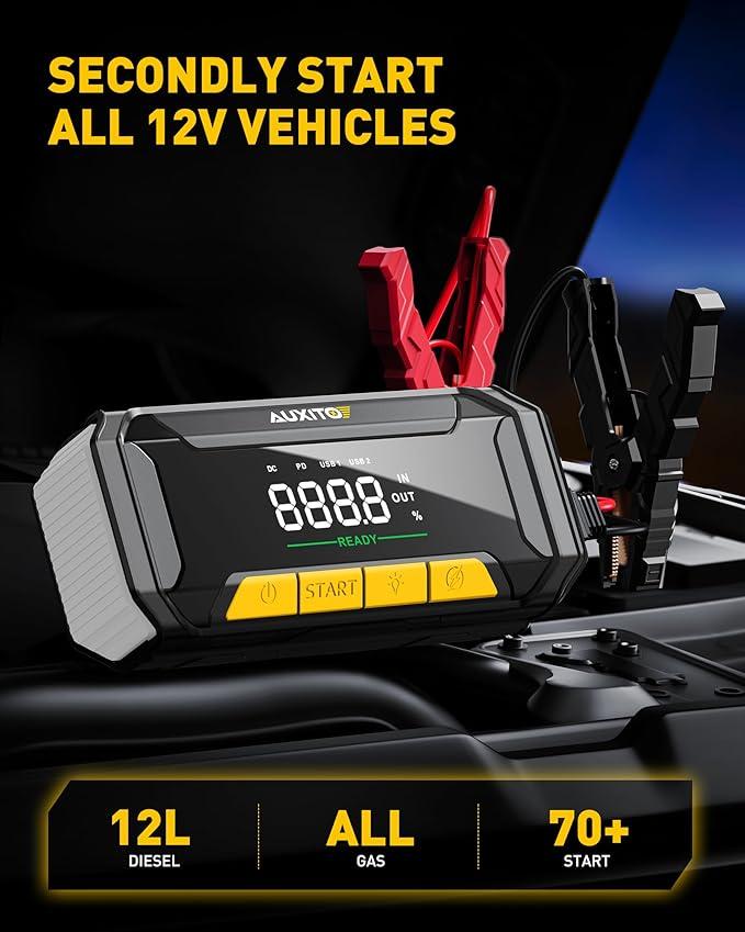 AUXITO Jump Starter 8000A Peak Jump Box(All Gas,up to 10.0L Diesel Engine) 12V Car Portable Battery Jump Starter ,Auto Battery Booster Pack,with 3-Mode Flashlight