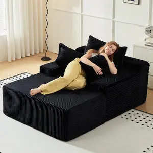 67 Inch Chaise Lounge Chair Indoor, Oversized Upholstered Boneless Sofa Bed, Corduroy Deep Seat Sleeper Couch Reading Chairs, Comfy Cloud Sofas Couches for Extra-Large Boneless Living Room Chair, No Assembly Required
