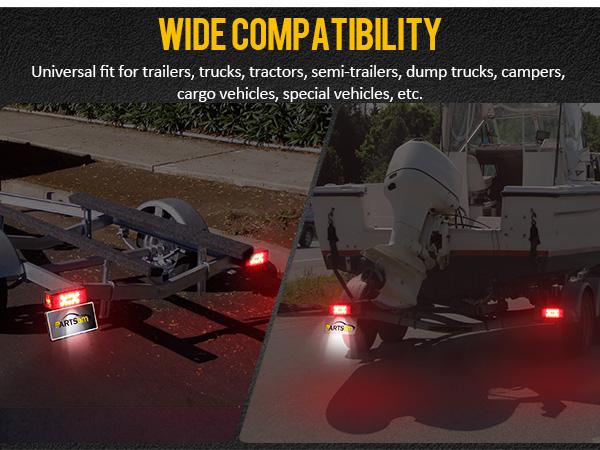 Partsam 12V LED Submersible Low Profile Rectangular Trailer Lights, Waterproof LED Combination Trailer Tail Light Kit Stop Brake License Plate Turn Running Lights Sealed for Boat Trailer Truck