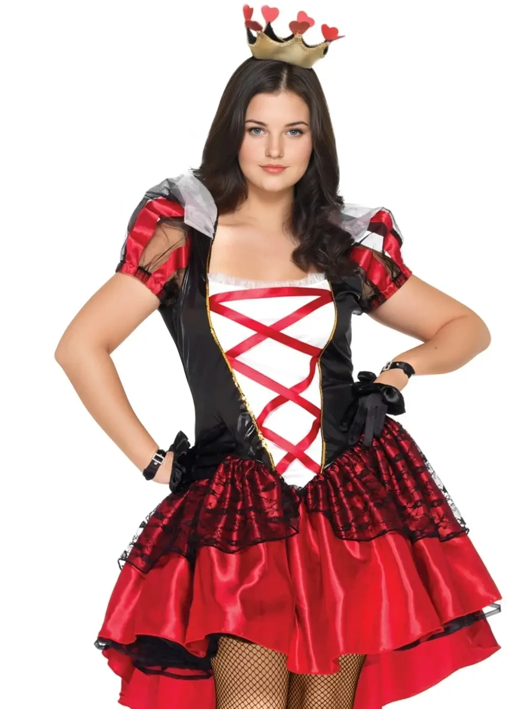 Plus Royal Red Queen of Hearts Costume Collar Dress
