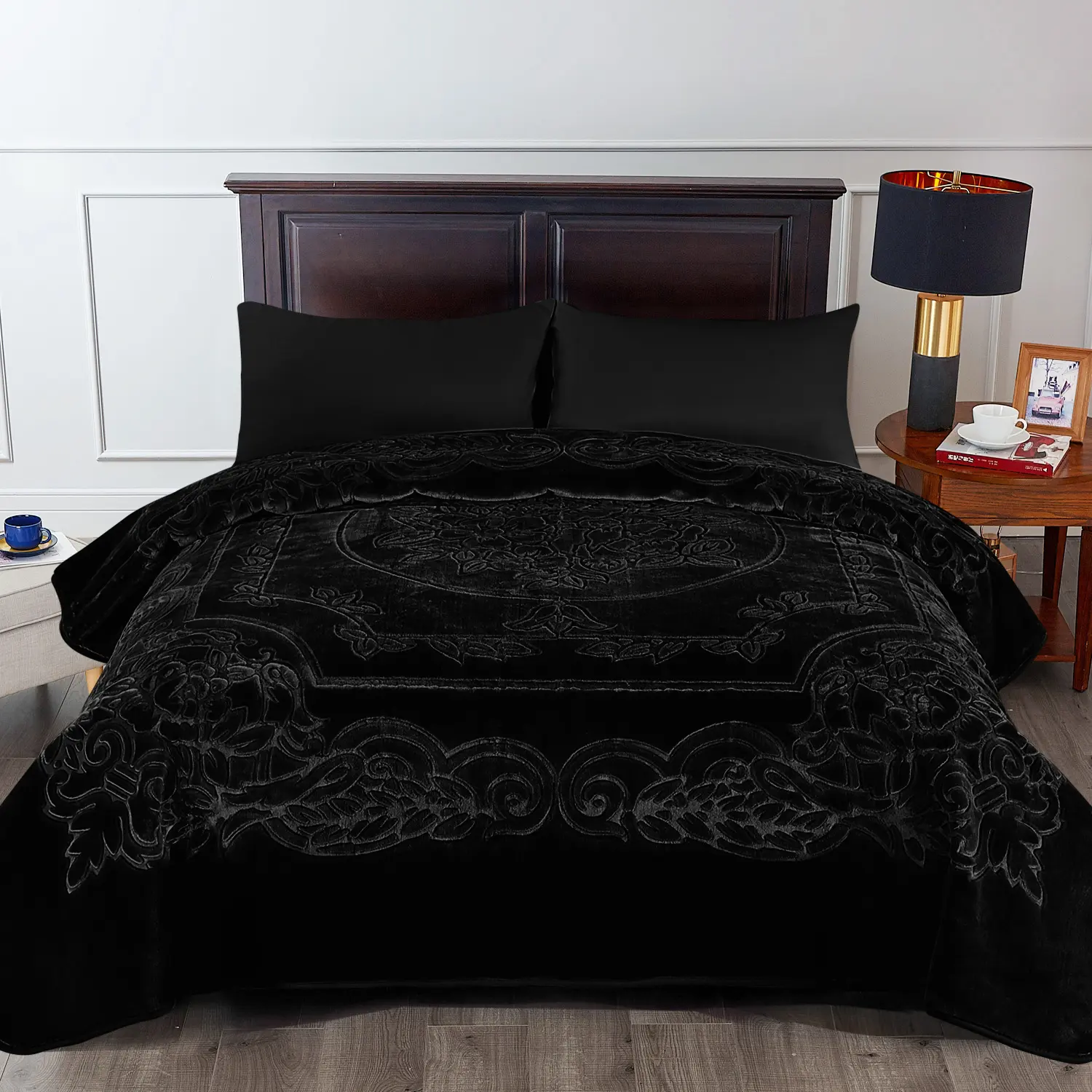 9lb Weighted Blanket King/Queen Size | 85"x95" Single Ply Thick Raschel – Silky Soft, Embossed, Machine Washable & Cozy