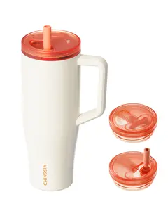 KISSKIND LumiSpin 40oz Tumbler – Clear Lid, Leakproof & Aesthetic Cup, Unique Hidden Straw Tumbler for Desk & Travel