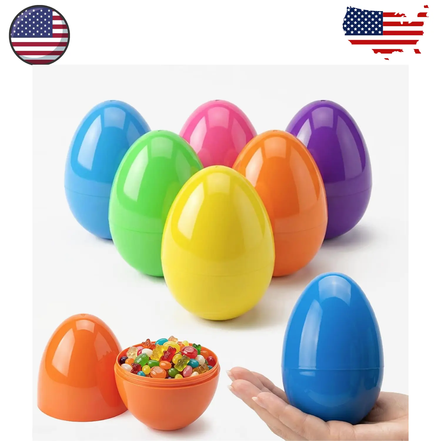 Easter Eggs Decorations Plastic Large: 5 Inch 6 Pack
