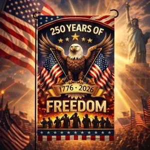 250th Anniversary Garden Flag, USA Patriotic Eagle Banner, 250th Anniversary Flag, United States of America 1776-2026, Double Sided Patriotic Flags with Commemorative1776-2026, Freedom Black Eagle Design, Decorative Yard Banner