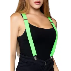 Stretchy Neon Elastic Clip On Suspenders