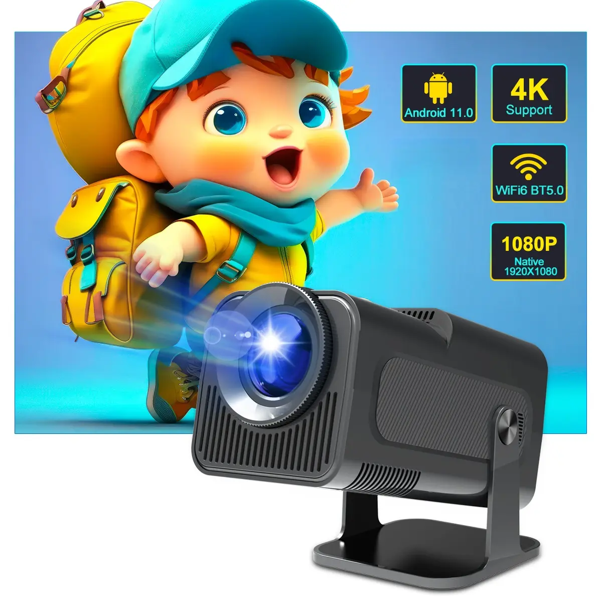 HY320 Projector Native 1080P 4K Videosource Support Android 11 Wifi6 BT5.0 Allwinner H713 Projetor #TikTokShopBackToSchool,back to school,back to school haul