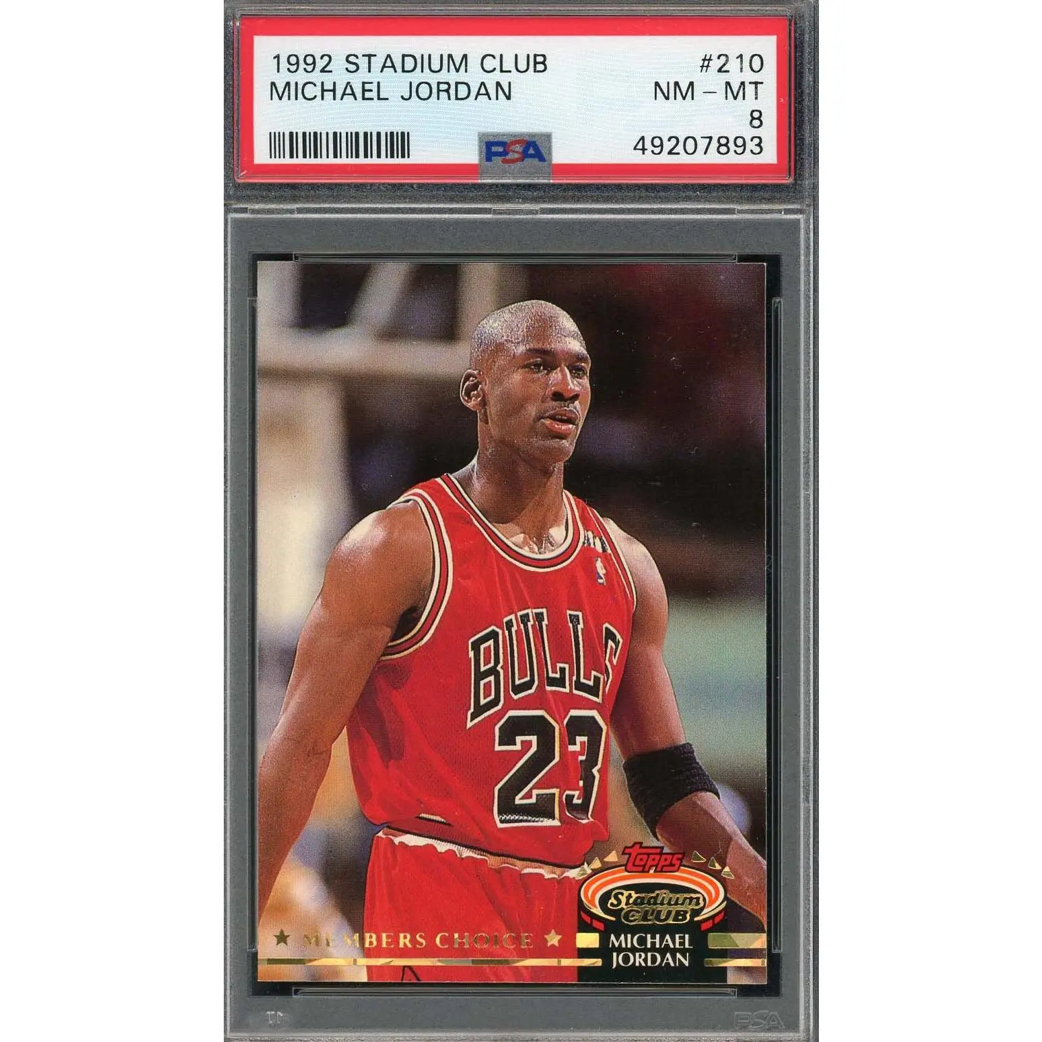 Michael Jordan 1992 Stadium Club Basketball Card #210 PSA 8