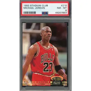 Michael Jordan 1992 Stadium Club Basketball Card #210 PSA 8
