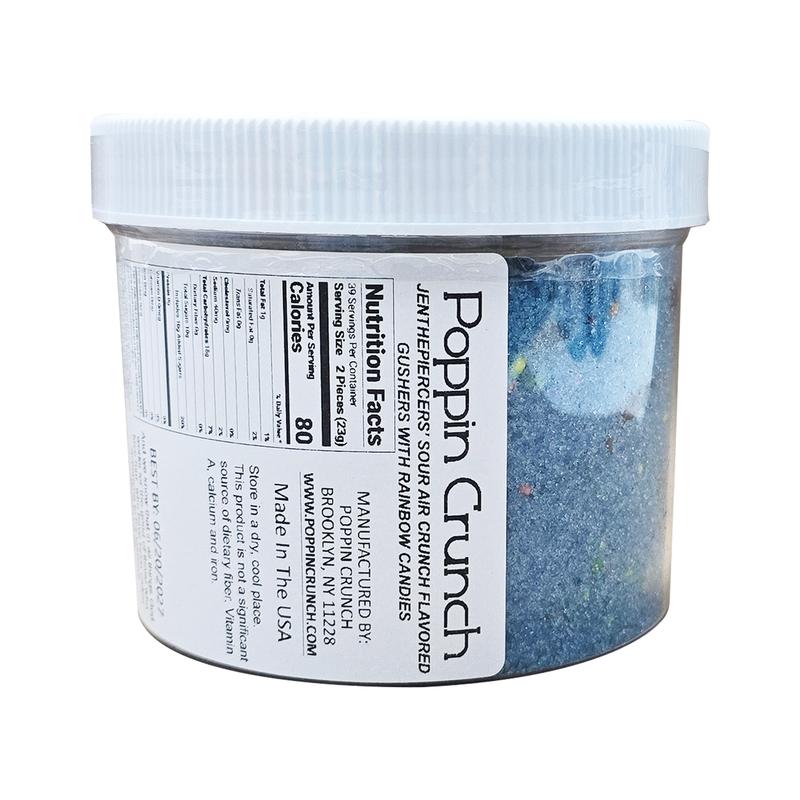 Poppin Crunch and Jenthepiercer's Blue Raspberry Air Crunch Flavored Gushers Candy Collab Made With Rainbow Crunchy Candies Sour or Sweet Options Available in 3 Sizes