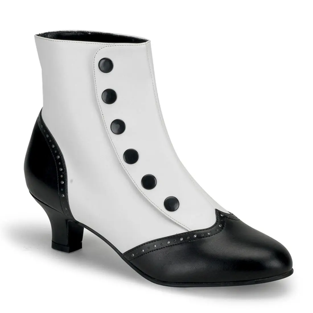 Women's Vintage Spat Ankle Boots in 2-Tone Eco-Conscious Vegan Leather with Button Snaps and 5.1cm Heel, Shoe, Boot Heels, Footwear, Dress Boot