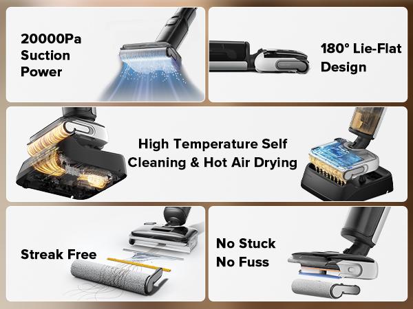 Roborock F25 LT Wet Dry Vacuum Cleaner and Mop (F25 Series), 194°F High temperature Self Cleaning & Hot Air Flash Drying,  20000Pa Cordless Vacuum Mop Combo, 180° Lie-Flat Hard  Floor Cleaner, Edge to Edge Cleaning #TikTokShopSpringGlowUp #NewDropsForYou