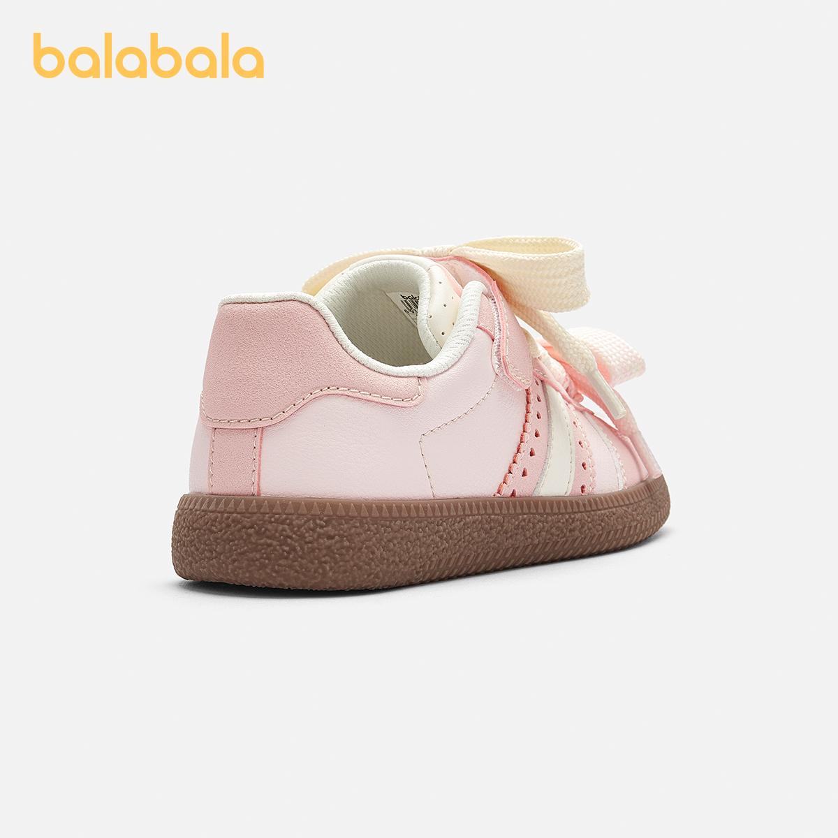 Balabala Kids Sneakers Girls' Training Shoes 2025 Breathable Anti-Slip Easy Velcro Spring Colors White Red Dreamy Pink Full Rubber Outsole Leather Toe Cap
