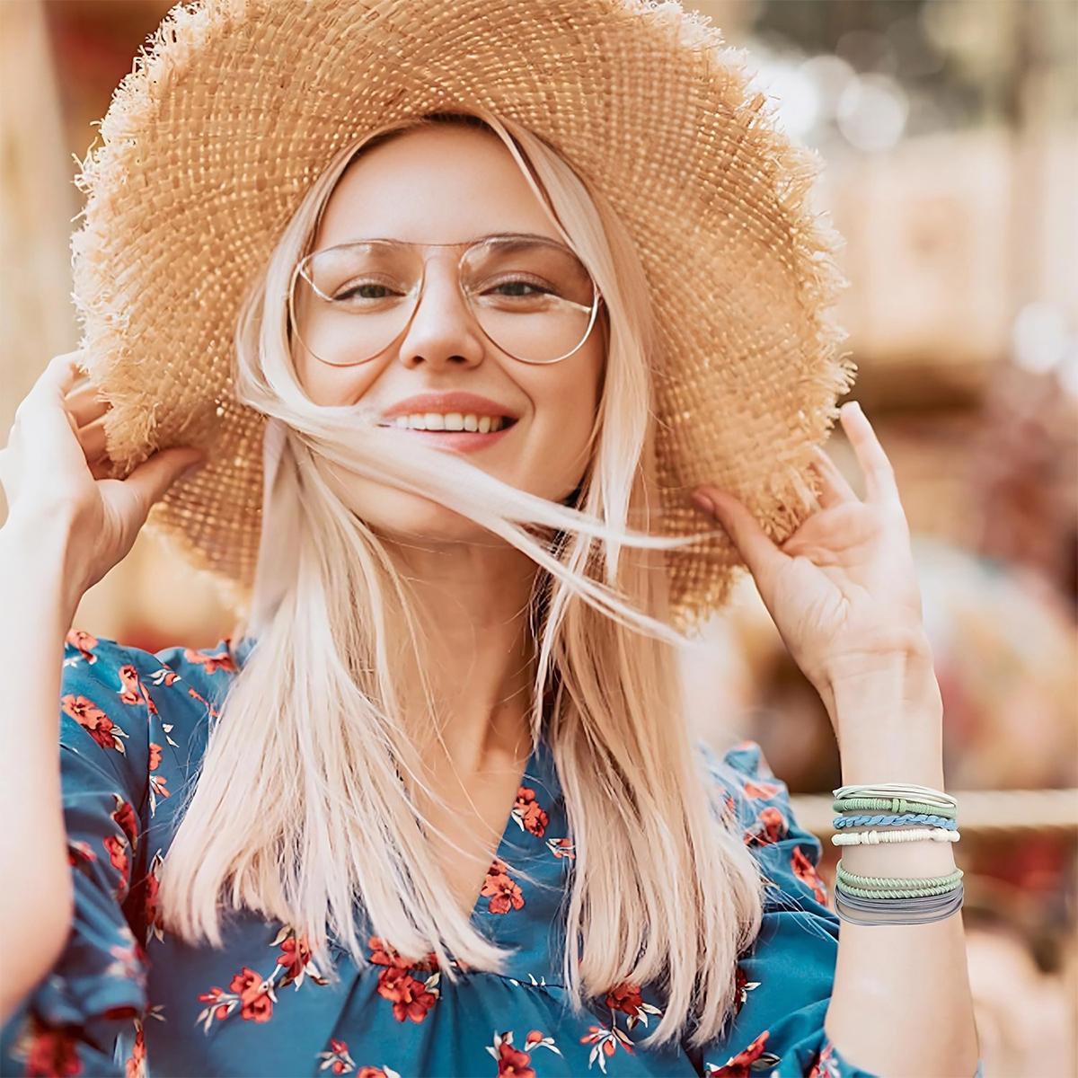 20 PCS Boho Style Hair Tie, Bracelets Hair Ties for Thick or Thin Hair, 4 Styles Boho Ties for Ponytail Holders, 2.36’’ Hair Ties No-Damage, Chirstmas Gifts