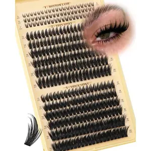 Spiky Manga Lash Clusters 12-20mm Anime Eyelash Clusters 300pcs Cluster Eyelash Extensions Fairy Eyelashes Cluster with Bottom Individual Lashes 80D+100D Volume DIY Lash Extension