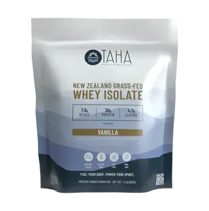 TAHA Whey Protein Isolate Vanilla – Grass-Fed, Free-Range Protein Powder | 30g Protein Per Scoop | Naturally Sweetened with Monk Fruit | Clean New Zealand Whey | Muscle Recovery & Strength Support