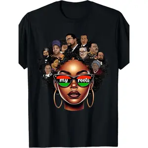 100 made in usa 180g womens pride afro melanin girl bhm juneteenth t shirt black -1