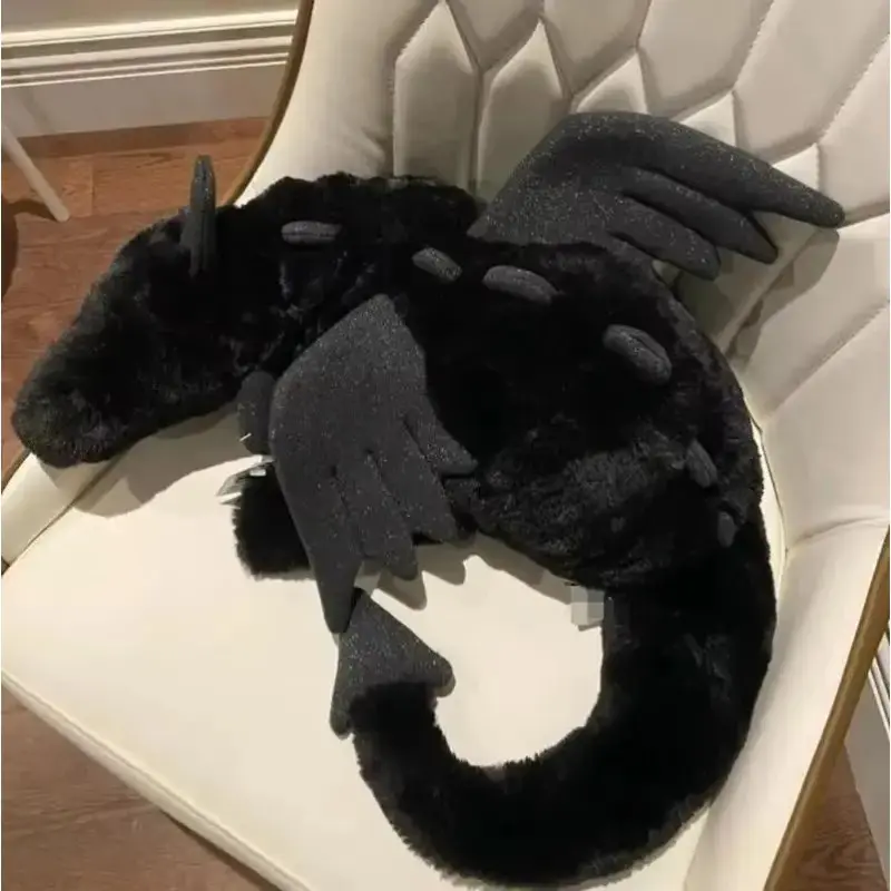 50cm Giant Black Fantasy Dragon Plush Doll, Unisex Plush Fabric Stuffed Animal, Interactive Toy for Fantasy Play, Cute-Fierce Bed Decor (Stress Relief Classic & Novelty Toy)