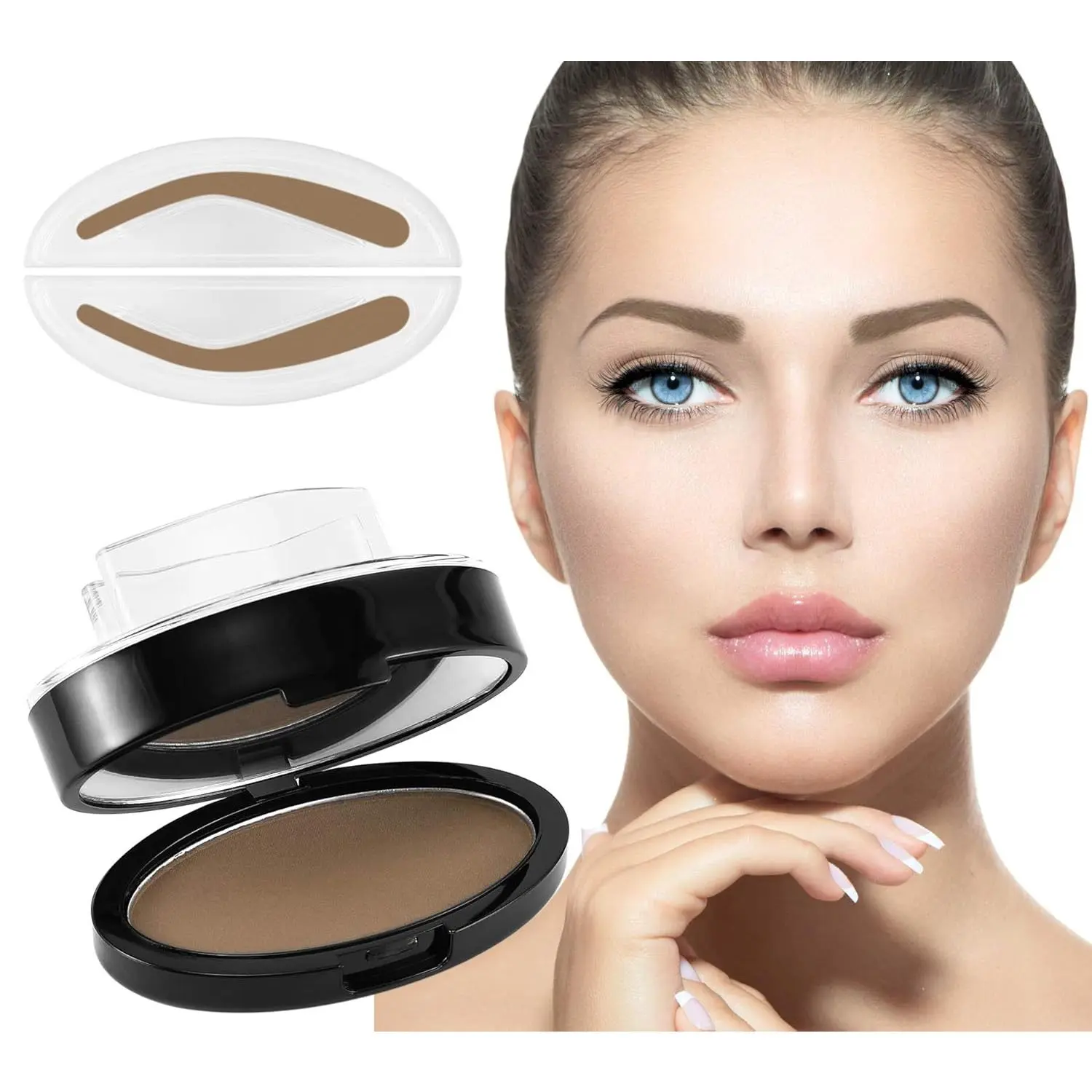 Boobeen Eyebrow Seal Stamp Powder Kit - Waterproof, 3-Second Brow Stain, Natural Coloring, Beginner-Friendly Eye Makeup for Natural-Looking Brows, Cosmetic, Deep Brown, Eyebrow Enhancer, Long Wear