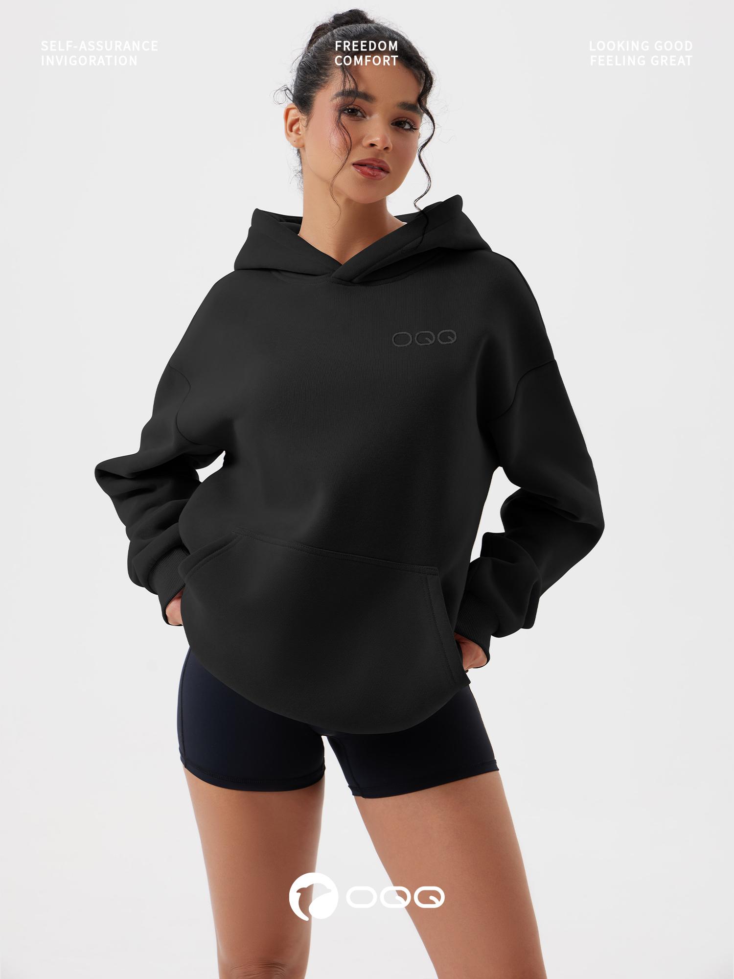 OQQ Women's Hooded Pullover Sweatshirt - Long Sleeve - Fashionable Fall/Winter Top with Front Pockets Design SpringStatements OQQ Women's Hooded Pullover Sweatshirt - Long Sleeve - Fashionable Fall/Winter Top with Front Pockets Design SpringStatements