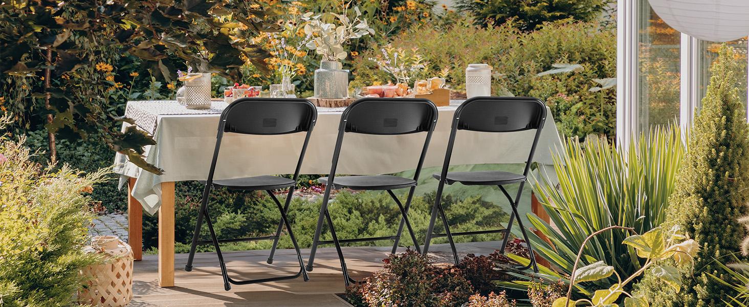 Folding Chair, Plastic Foldable Chairs with 330-Pound Capacity, Sturdy Metal Portable Chair, Easy to Use and Store, Outdoor and Indoor, for Home, Office, Party