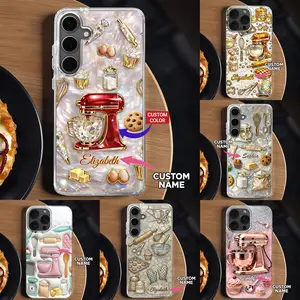 Personalized Baker's Dream Phone Case, Custom Name Stand Mixer Cover, Aesthetic Pastry Chef iPhone Shell, Cute Cupcake & Baking Tool Gift, Protective Shockproof Kitchen Accessory, iPhone 16 15 14 13 12 Pro Max, For Samsung Galaxy S25 S24 S23 Series