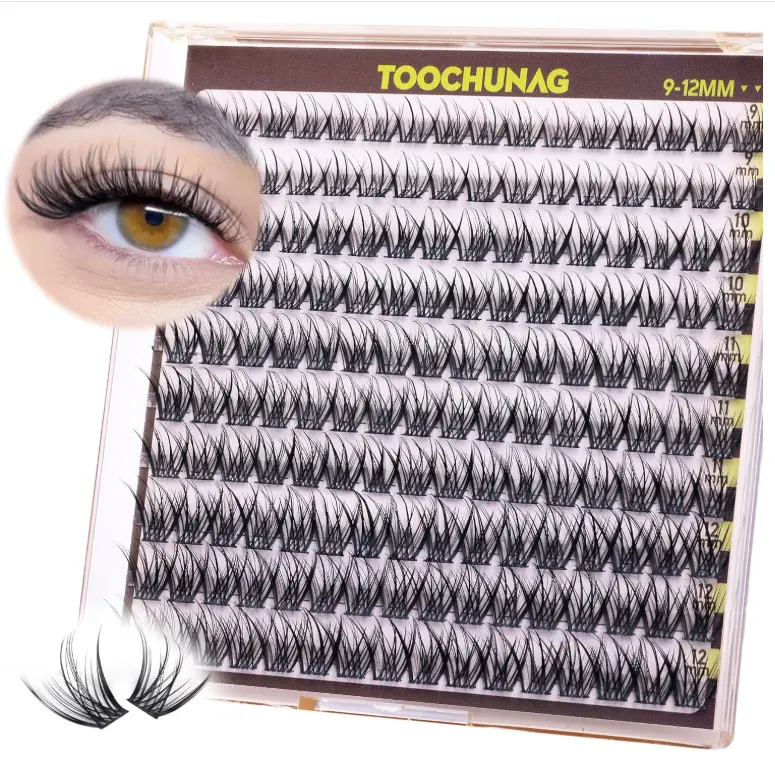 Fairy Lash Clusters 9-12mm Wispy Eyelash Clusters 160pcs Natural Cluster Eyelash Extensions CC Curve Individual Lashes Natural Look Short Thin Band Eyelashes Clusters by TOOCHUNAG