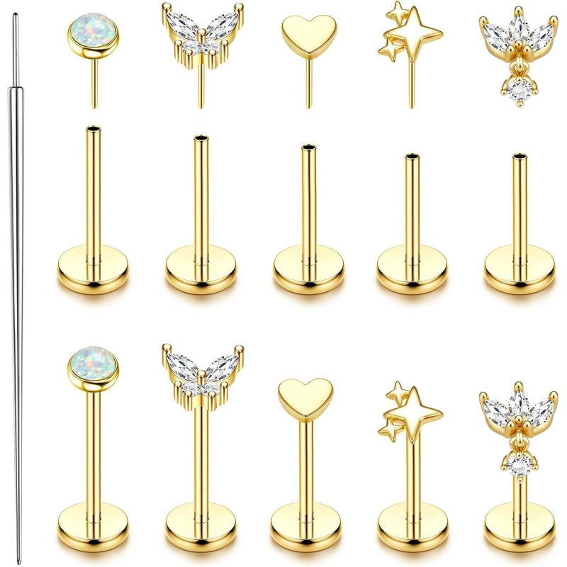 FIASASO Hypoallergenic Flat Back Stud Earrings Surgical Steel Cartilage Earrings for Women Flatback Threadless Push in Nose Studs Lip Labret Medusa Conch Helix Tragus Piercing Jewelry 16G/18G/20G FIASASO Hypoallergenic Flat Back Stud Earrings Surgical Steel Cartilage Earrings for Women Flatback Threadless Push in Nose Studs Lip Labret Medusa Conch Helix Tragus Piercing Jewelry 16G/18G/20G