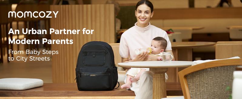 Momcozy Urban Diaper Bag Backpack - Stylish, Durable & Waterproof Baby Bag with Multi-Pockets, Laptop Compartment, Changing Pad & Stroller Straps, Travel Baby Essentials for Moms,Dads,Work, Maternity