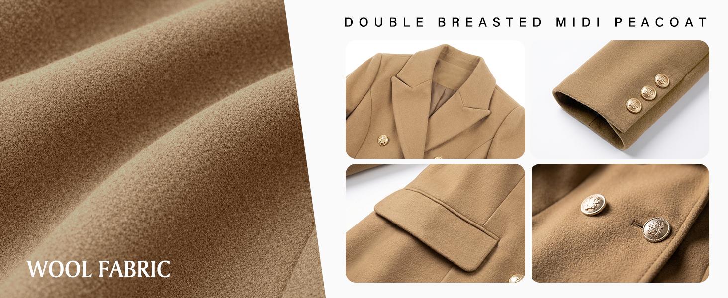 Yeokou Women's Fitted Long-Sleeve Double-Breasted Wool-Blend Midi Pea Coat - Casual Outerwear, Wool Overcoat for Fall Winter Jackets Yeokou Women's Fitted Long-Sleeve Double-Breasted Wool-Blend Midi Pea Coat - Casual Outerwear, Wool Overcoat for Fall Winter Jackets