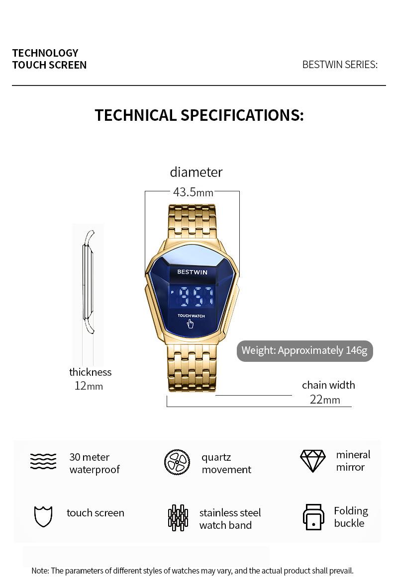 【Jumpstart sale】Touchscreen Racing Sport watch Luxury Mens Racing Sport ​Iridescent diamond-shaped mirror surfacet WatchMultifunction Chronograph  Stainless Stee! Casual Business Stvle Perfect Giftfor Him fashionable wristwatch time display